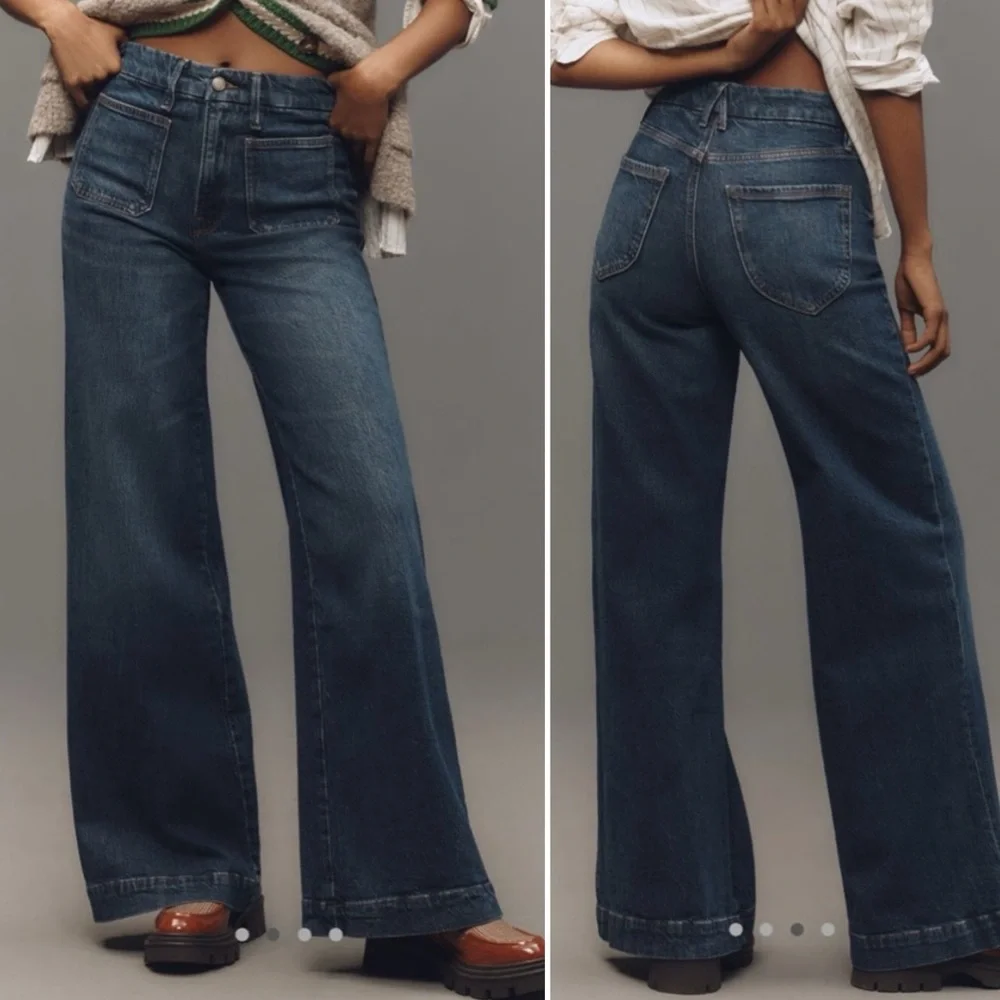 Good American Good Waist PALAZZO Patch Pocket Trouser Jeans Size 31 - Picture 10 of 10